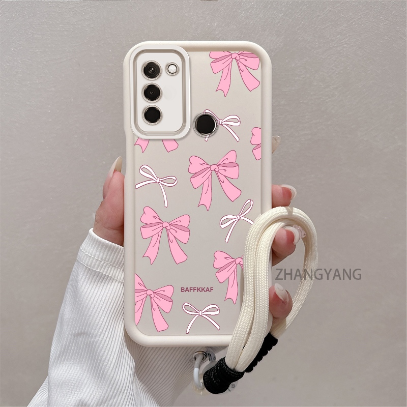 Ốp Lưng Cho Tecno spark 8c spark 9 spark Go 2022 Silicone TPU Chống Rơi Vỏ Điện Thoại Thẩm Mỹ Hoạt Hình Dễ Thương Họa Tiết nơ Hồng Trắng Thiết Kế Mới Cho Bé Gái