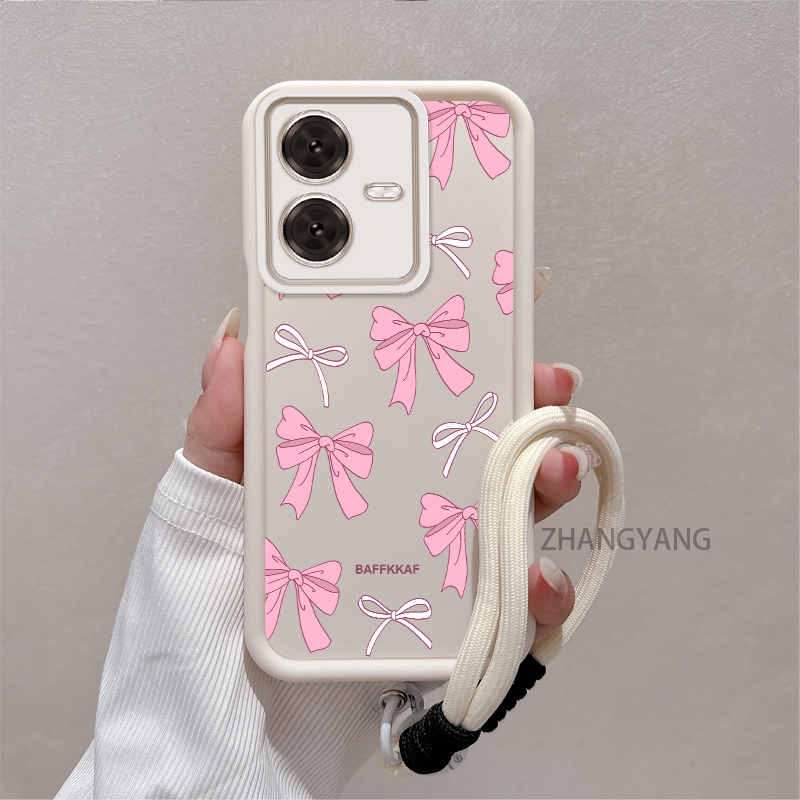 Ốp Lưng Dành Cho vivo Y22 Y22s Silicone TPU Chống Rơi Vỏ Điện Thoại Thẩm Mỹ Hoạt Hình Dễ Thương Họa Tiết Nơ Màu Hồng Trắng Thiết Kế Mới Cho Bé Gái