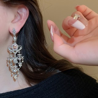 Trang sức thời trang bông tai filigree thả dài với thiết kế công phu và trang trọng