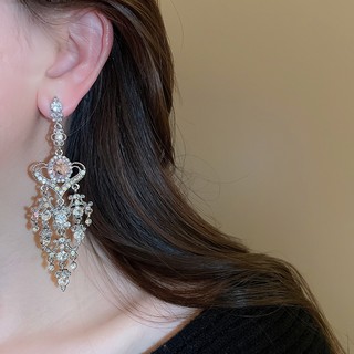 Trang sức thời trang bông tai filigree thả dài với thiết kế công phu và trang trọng