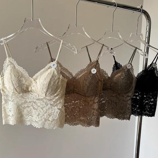 Gợi Cảm Ren Sling Nữ Có Miếng Lót Ngực Một Mảnh Cố Định Cup Áo Vest Phong Cách Ngắn
