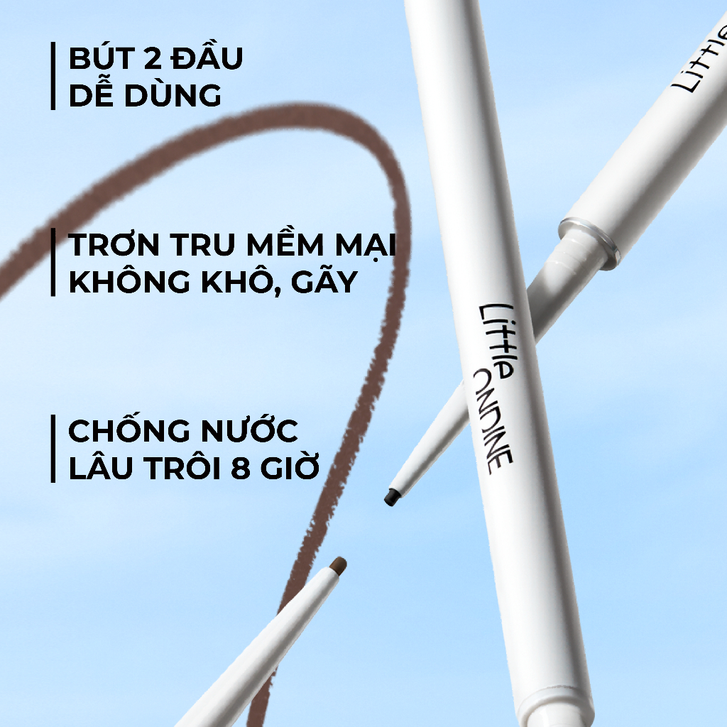 Little Ondine Bút kẻ mắt gel 2 đầu siêu mảnh lâu trôi chống nước chống mồ ooi 60mg