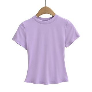 Áo thun nữ cổ tròn tay ngắn Skims mùa hè ôm sát co giãn cao | Áo crop top dáng ngắn chất mỏng mềm mát form đẹp