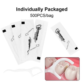 Tăm chỉ nha khoa thân thiện môi trường, dùng một lần, 100/500 chiếc, đóng gói cá nhân, thanh đánh bóng cho gia đình/khách sạn