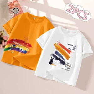 W.G.Q Áo thun bé trai , vải Cotton nguyên chất mềm mại thoải mái, thấm mồ hôi thoáng khí với Rainbo