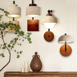 AIMI Retro Phòng Khách Trang Trí Đèn Treo Tường Phong Cách Phòng Ngủ Đèn Đầu Giường Đá Tự Nhiên Sắt Xoay Được Sconce Đèn Tường Nghệ Thuật Phong Cách Châu Âu
