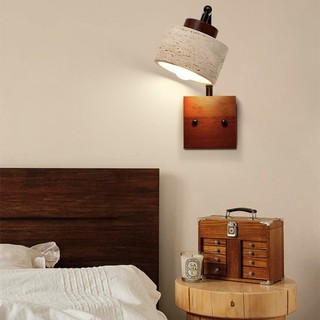 AIMI Retro Phòng Khách Trang Trí Đèn Treo Tường Phong Cách Phòng Ngủ Đèn Đầu Giường Đá Tự Nhiên Sắt Xoay Được Sconce Đèn Tường Nghệ Thuật Phong Cách Châu Âu