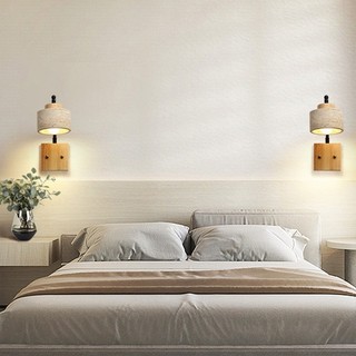 AIMI Retro Phòng Khách Trang Trí Đèn Treo Tường Phong Cách Phòng Ngủ Đèn Đầu Giường Đá Tự Nhiên Sắt Xoay Được Sconce Đèn Tường Nghệ Thuật Phong Cách Châu Âu