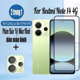 Note 14 4G 2 Trong 1 Kính Cường Lực Bảo Vệ Màn Hình Cho Xiaomi Redmi Note 14 5G 13 Pro 4G 9D Phim Bảo Vệ Kính + Phim Ống Kính Máy Ảnh