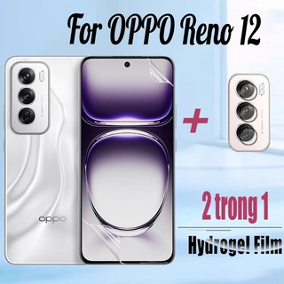 Oppo Reno 12 5G 2 trong 1 Miếng dán bảo vệ màn hình Hydrogel mềm cho OPPO Reno 12 11 10 Pro Plus 4G 5G Hydrogel Phim bảo vệ + Phim ống kính máy ảnh