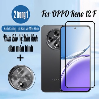 Miếng dán bảo vệ màn hình kính cường lực OPPO Reno 12 F 2 trong 1 cho OPPO Reno 12F 12 11 10 Pro Plus 4G 5G 9D Phim bảo vệ kính + Phim ống kính máy ảnh