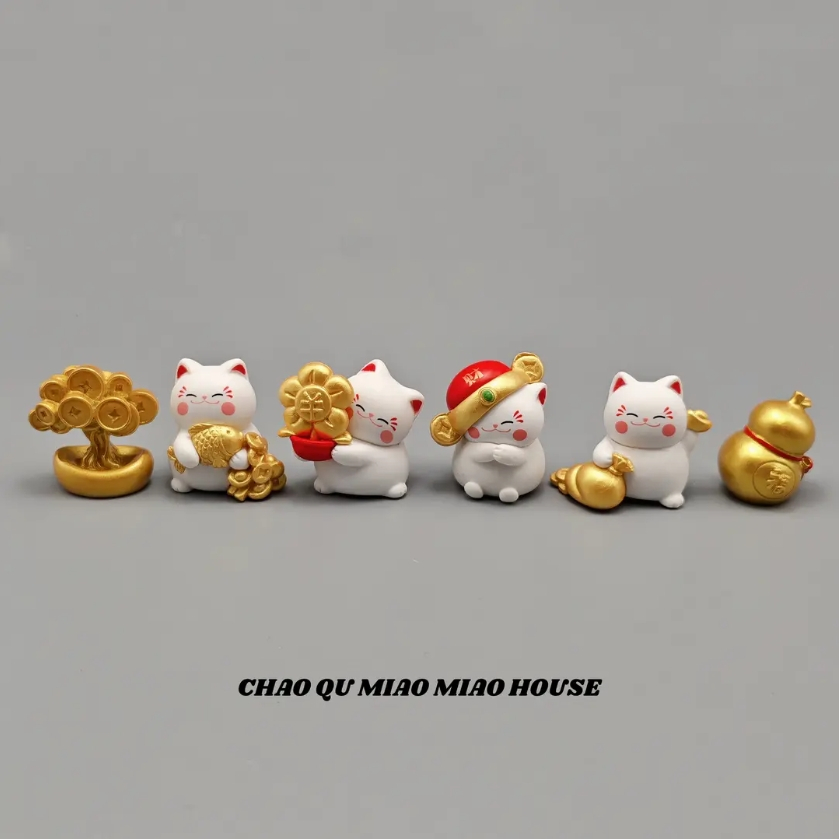 [hướng dương] Đồ trang trí mèo may mắn dễ thương Búp bê may mắn Đồ trang trí sáng tạo Xe để bàn