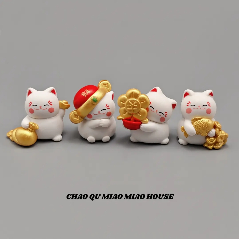 [hướng dương] Đồ trang trí mèo may mắn dễ thương Búp bê may mắn Đồ trang trí sáng tạo Xe để bàn