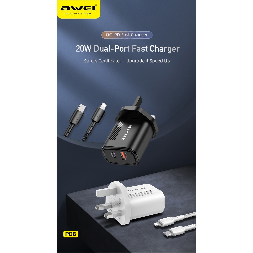 Ảnh Bộ sạc Awei PD6 củ sạc nhanh 20W chính hãng cho phone 14 13 12 11 1