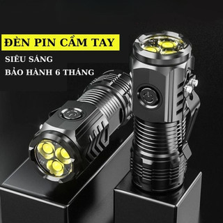 Đèn pin cầm tay mini siêu sáng chiếu xa, pin trâu, 5 chế độ sáng, đèn pin mini cầm tay có móc gài tiện dụng