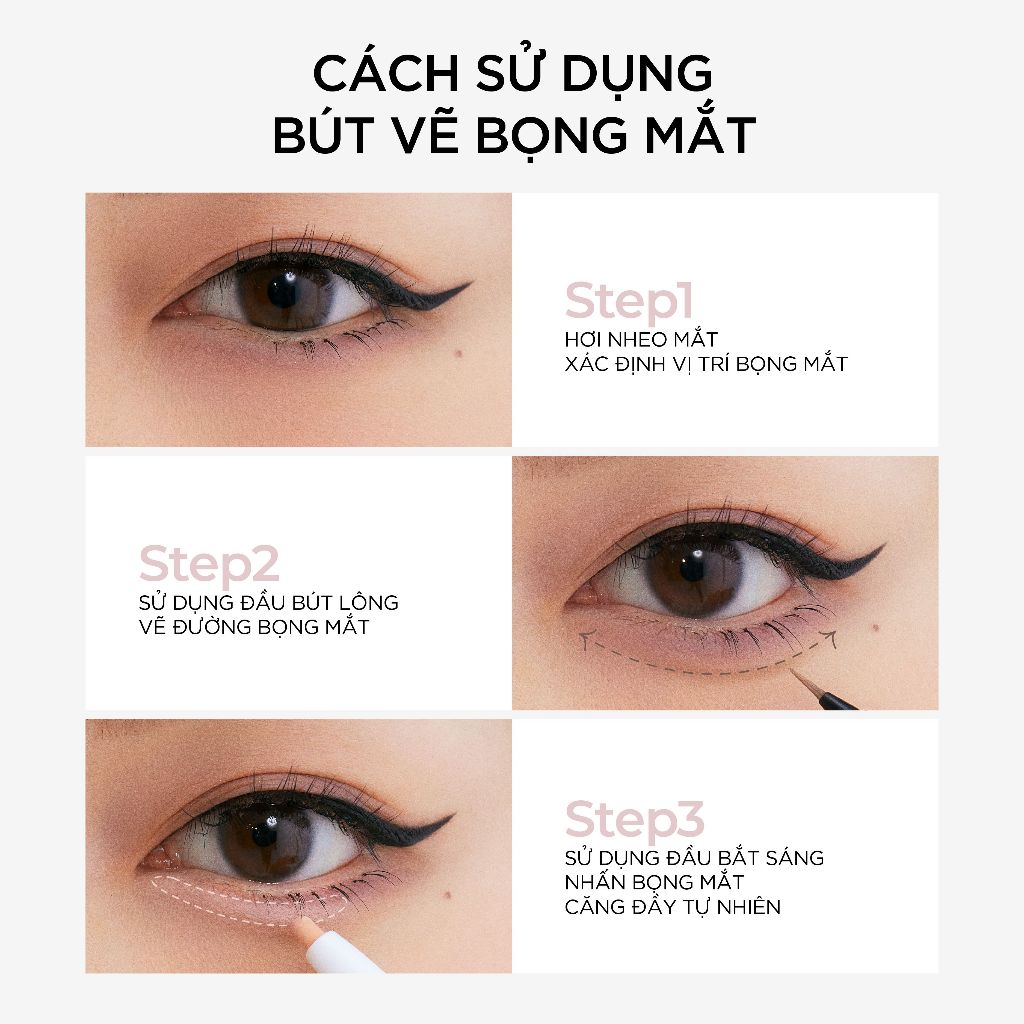 Little Ondine Bút tạo bọng mắt 2 đầu  Kèm nhũ bắt sáng hỗ trợ kẻ viền mắt dưới và tạo bọng mắt tự nhiên 350mg+200mg