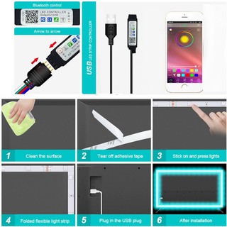 Dải LED USB 5V RGB Điều khiển ứng dụng thông minh Đồng bộ âm nhạc Thích hợp cho phòng, nhà bếp, thể thao TV Nền chiếu sáng Trang trí sinh hoạt