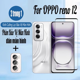 Oppo Reno 12 5G Kính Cường Lực 2 Trong 1 Bảo Vệ Màn Hình Cho OPPO Reno 12 11 10 Pro Plus 4G 5G 9D Phim Bảo Vệ Kính + Phim Ống Kính Máy Ảnh