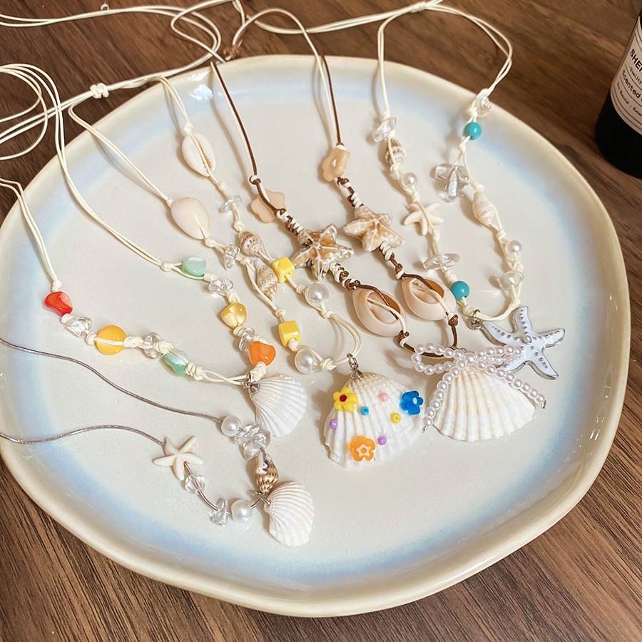 Mùa Hè Bộ Sưu Tập Dopamine - Vòng Cổ Sao Biển Vỏ Hạt, Dây Xích Nhẹ Nhàng, Phù Hợp Đi Biển Cho Nữ