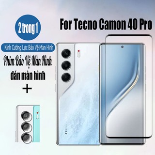 Kính cường lực bảo vệ màn hình Tecno Camon 40 Pro 2 trong 1 cho Tecno Camcon 30s 30 20 Pro Premier 4G 5G 9D Phim bảo vệ kính & Phim ống kính máy ảnh