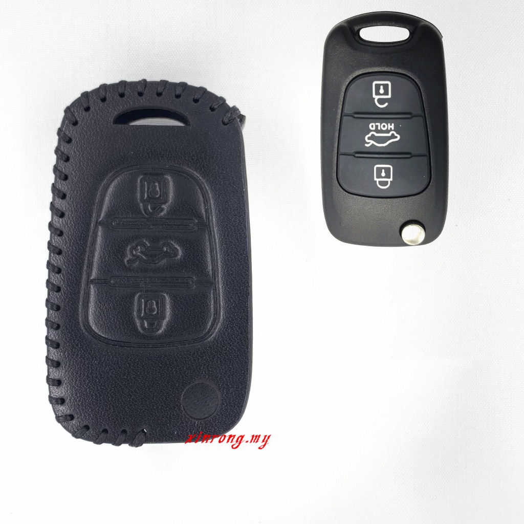 HIBEYO Custodia In Pelle Per Chiavi Auto KIA – Adatta Per K4, Rio, Sportage, Sorento, Optima E Altri – Cover Con Portachiavi – Colore Rosa (Modello A 3 Tasti)