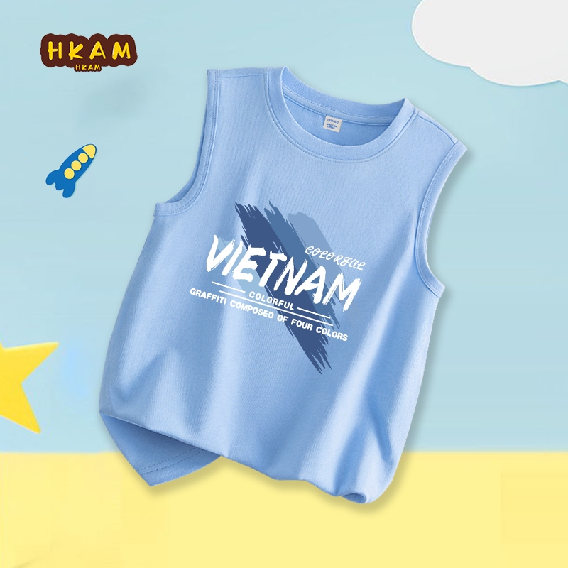 HKAM Áo ba lỗ bé trai Cotton mềm mại thoải mái thoáng khí in Việt Nam