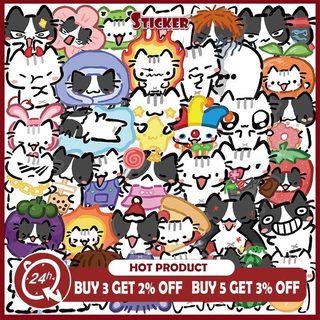 54 Chiếc Hoạt Hình Dễ Thương Graffiti Mèo Dán DIY Điện Thoại Nhật Ký Ván Trượt Đàn Guitar Chống Thấm Nước PET Miếng Dán