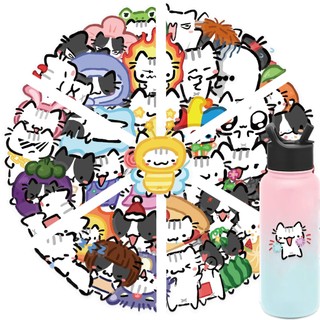 54 Chiếc Hoạt Hình Dễ Thương Graffiti Mèo Dán DIY Điện Thoại Nhật Ký Ván Trượt Đàn Guitar Chống Thấm Nước PET Miếng Dán