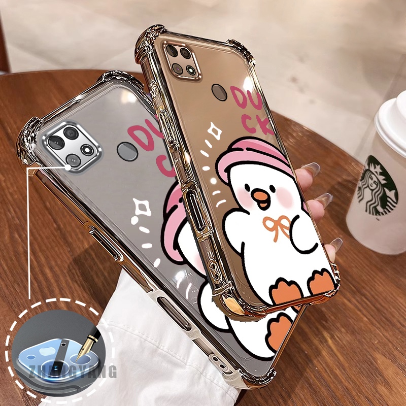 Ốp Lưng Cho Poco C40 Thẩm Mỹ Mạ Điện Chống Rơi Vỏ Điện Thoại Hoạt Hình Dễ Thương Họa Tiết Vịt TPU Thiết Kế Mới Silicon Mềm case
