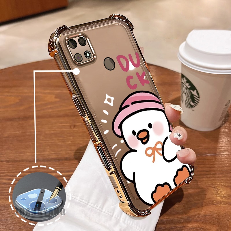 Ốp Lưng Cho Poco C40 Thẩm Mỹ Mạ Điện Chống Rơi Vỏ Điện Thoại Hoạt Hình Dễ Thương Họa Tiết Vịt TPU Thiết Kế Mới Silicon Mềm case
