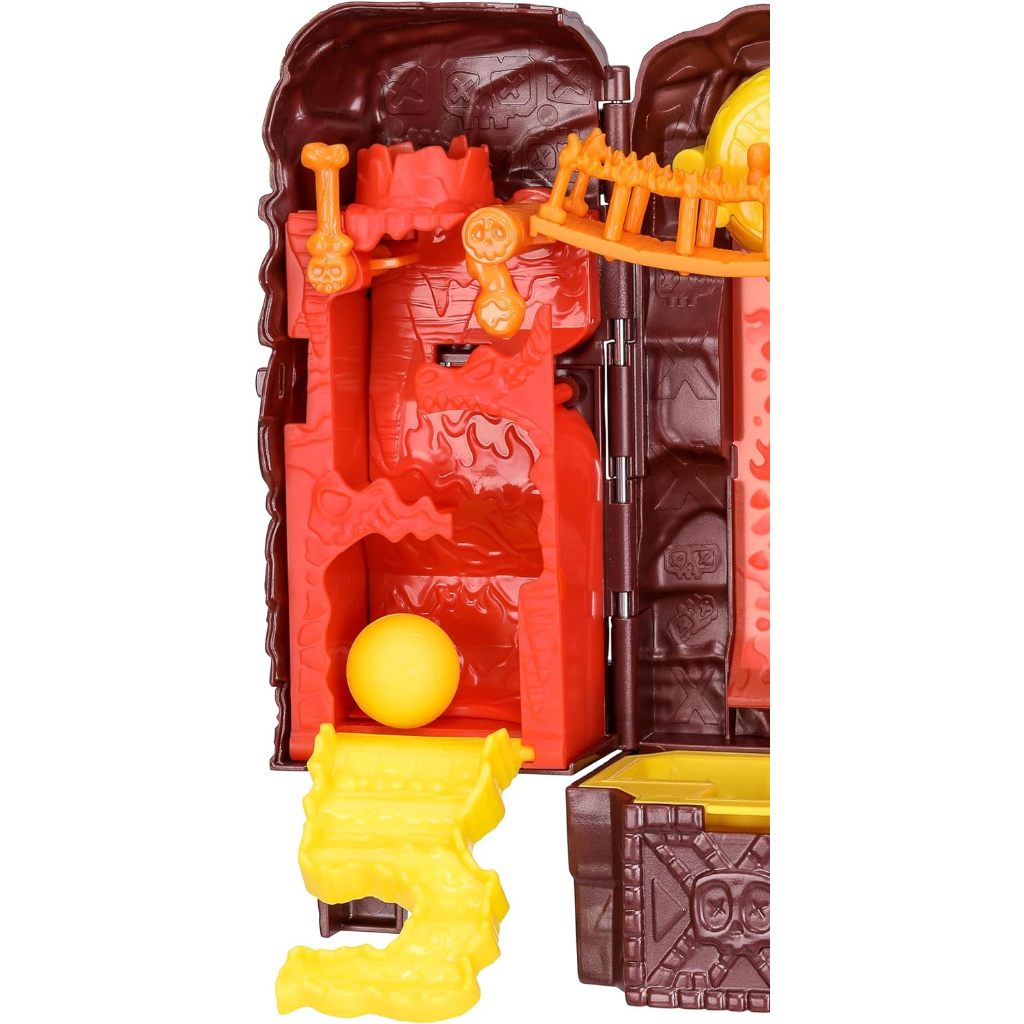 TREASURE X Lost Lands Skull Island Lava Tower Micro Playset, 15 cấp độ phiêu lưu. Sống sót trong bẫy và khám phá 2 nhân vật hành động cỡ nhỏ. Bạn sẽ tìm thấy Tre nhúng vàng thật
