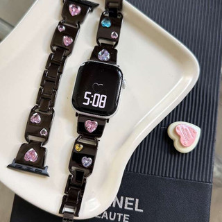 Dây đeo vòng kim loại hình trái tim đào cho Apple Watch Ultra 46 / 44 / 40 / 49 / 45 / 41 / 42 / 38 / 45mm iwatch Series Ultra / 10 / 9 / 8 / 7 / 6 / 5 / 4 / 3 / 2 / 1