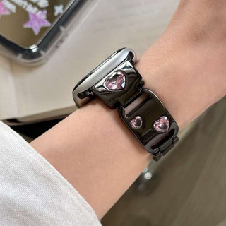 Dây đeo vòng kim loại hình trái tim đào cho Apple Watch Ultra 46 / 44 / 40 / 49 / 45 / 41 / 42 / 38 / 45mm iwatch Series Ultra / 10 / 9 / 8 / 7 / 6 / 5 / 4 / 3 / 2 / 1
