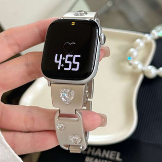 Dây đeo vòng kim loại hình trái tim đào cho Apple Watch Ultra 46 / 44 / 40 / 49 / 45 / 41 / 42 / 38 / 45mm iwatch Series Ultra / 10 / 9 / 8 / 7 / 6 / 5 / 4 / 3 / 2 / 1