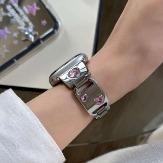Dây đeo vòng kim loại hình trái tim đào cho Apple Watch Ultra 46 / 44 / 40 / 49 / 45 / 41 / 42 / 38 / 45mm iwatch Series Ultra / 10 / 9 / 8 / 7 / 6 / 5 / 4 / 3 / 2 / 1