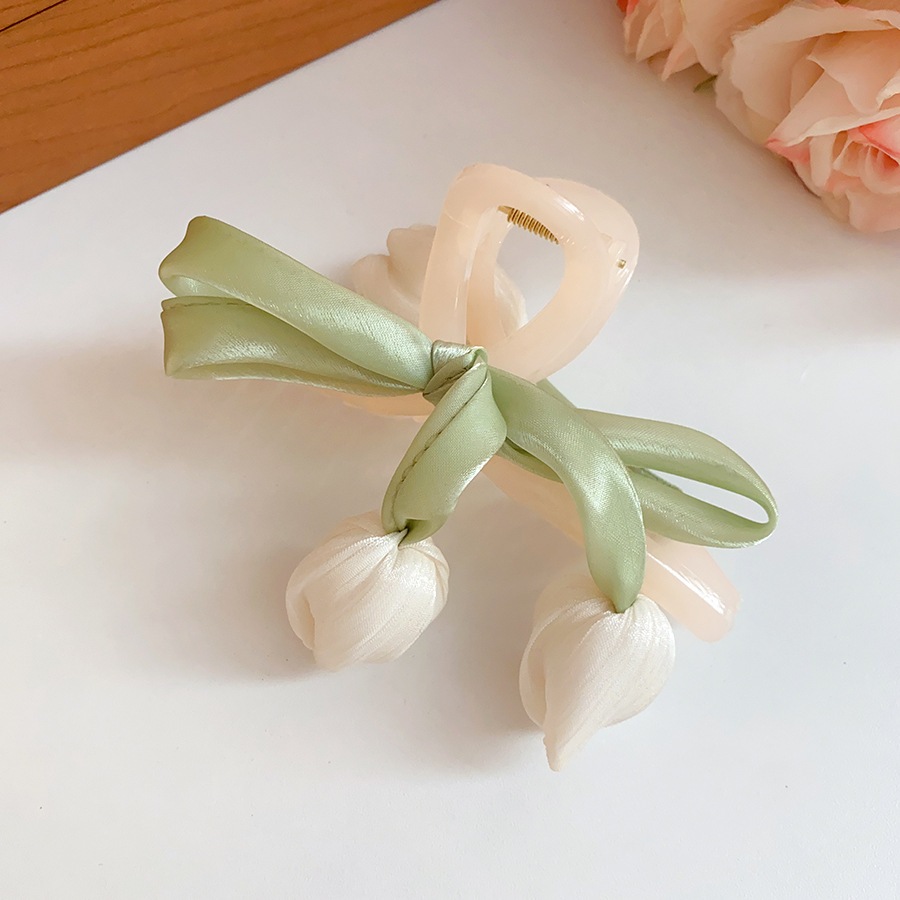 Vải lưới acrylic nơ hoa tulip kẹp tóc Hàn Quốc kẹp ngọt ngào thời trang phụ kiện tóc nữ