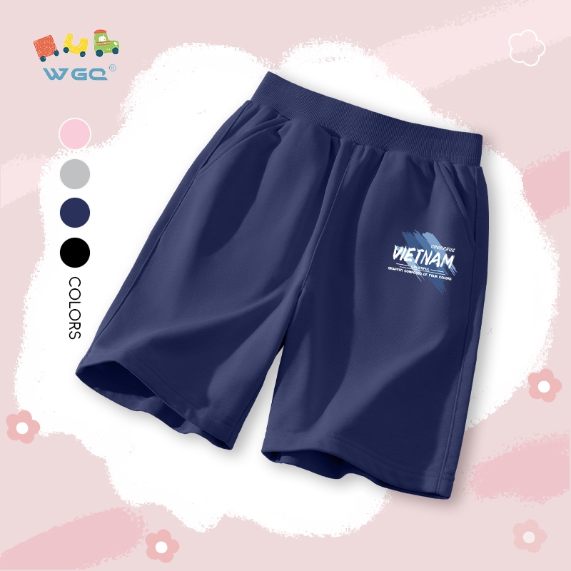W.G.Q  Quần short bé trai / bé gái，mềm mại thoải mái，thấm mồ hôi thoáng khí có in