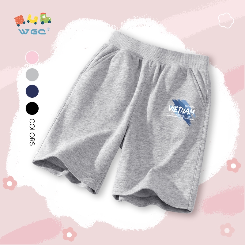 W.G.Q  Quần short bé trai / bé gái，mềm mại thoải mái，thấm mồ hôi thoáng khí có in