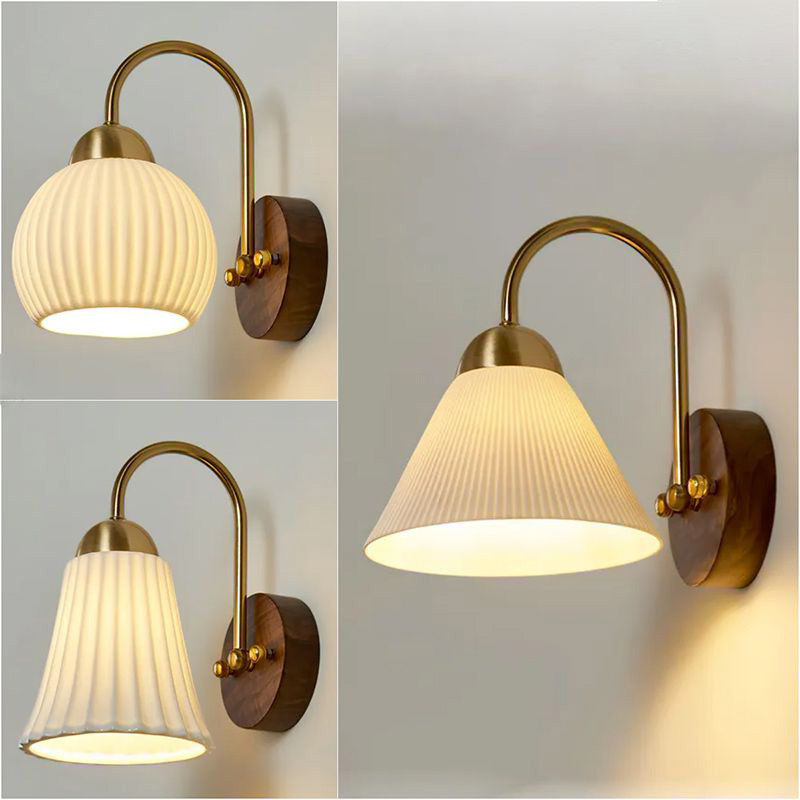 Đèn tường bằng gỗ Zen Trung Quốc mới, Đèn tường gốm Led cổ điển, Thích hợp cho cầu thang, hành lang, trang trí phòng ngủ