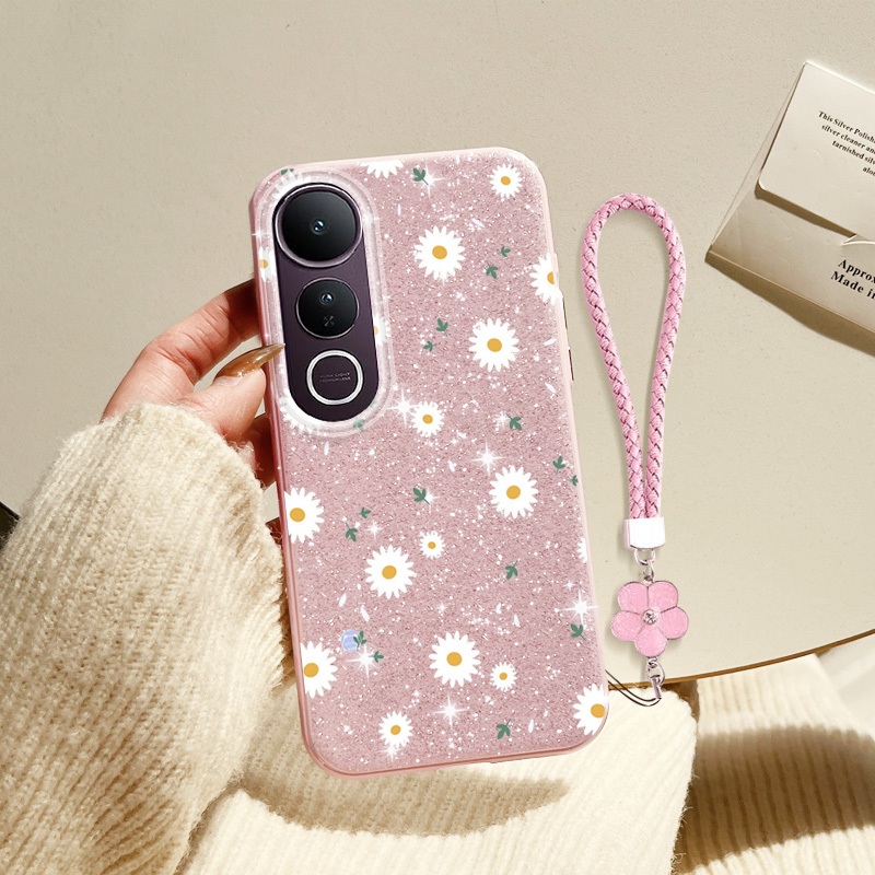 Ốp Điện Thoại YBD Cho Vivo V60 Lite Y200 Y300 V50 Lite V50E 5G V40 Lite Y31 Y21D Mỹ Lấp Lánh Kim Cương Nhật Bản Và Hàn Quốc Hoa Cúc INS