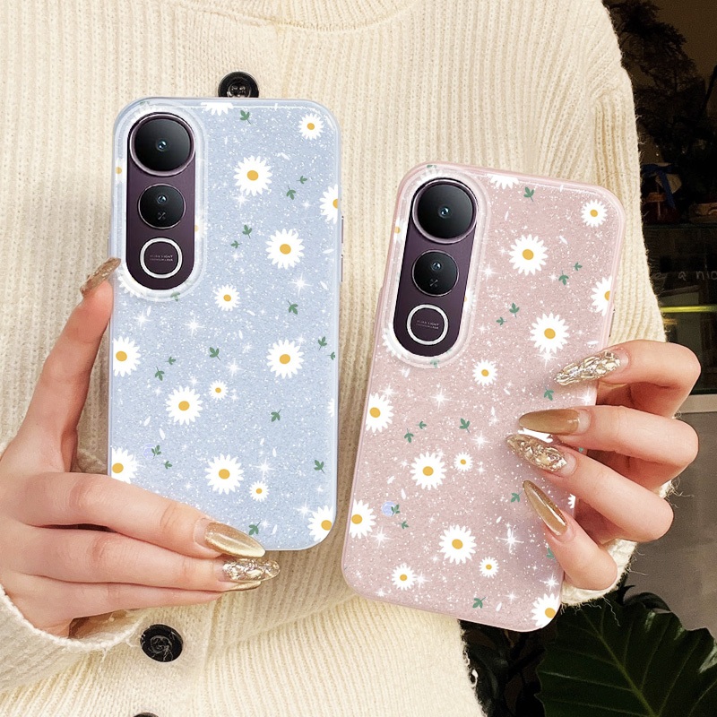 Ốp Điện Thoại YBD Cho Vivo V60 Lite Y200 Y300 V50 Lite V50E 5G V40 Lite Y31 Y21D Mỹ Lấp Lánh Kim Cương Nhật Bản Và Hàn Quốc Hoa Cúc INS