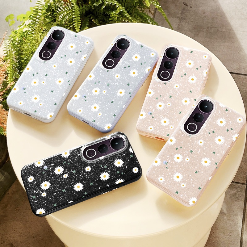 Ốp Điện Thoại YBD Cho Vivo V60 Lite Y200 Y300 V50 Lite V50E 5G V40 Lite Y31 Y21D Mỹ Lấp Lánh Kim Cương Nhật Bản Và Hàn Quốc Hoa Cúc INS
