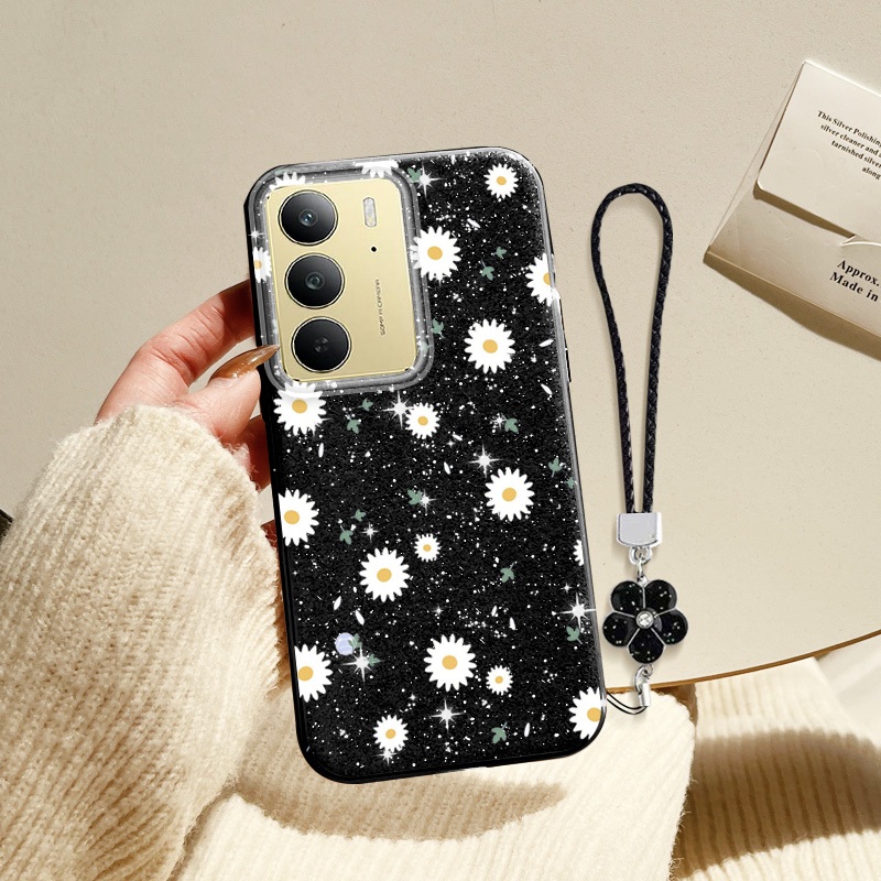 Ốp Điện Thoại YBD Cho OPPO Realme C71 C75X C75 4G Realme 14X 5G (Mã Lai) Kim Cương Lấp Lánh Mịn Hoa Cúc Nhật Bản và Hàn Quốc INS