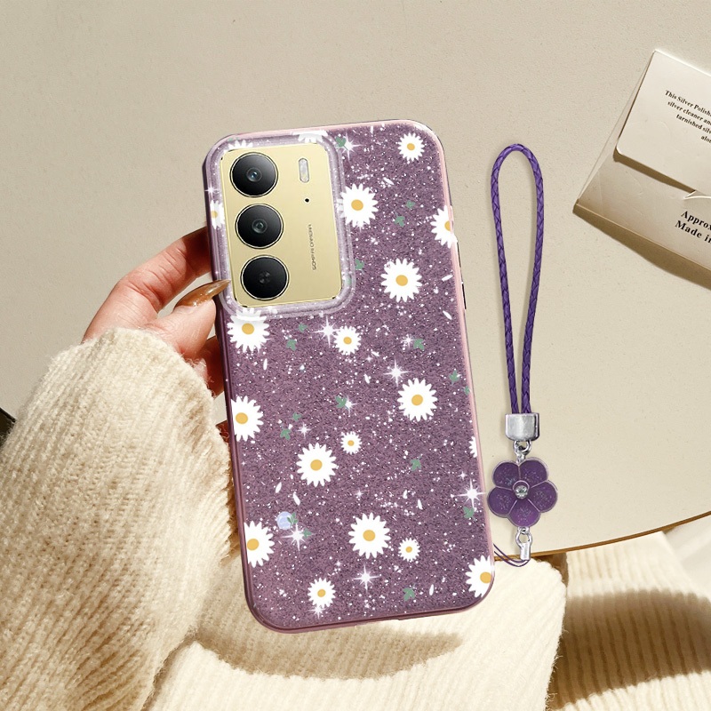 Ốp Điện Thoại YBD Cho OPPO Realme C71 C75X C75 4G Realme 14X 5G (Mã Lai) Kim Cương Lấp Lánh Mịn Hoa Cúc Nhật Bản và Hàn Quốc INS