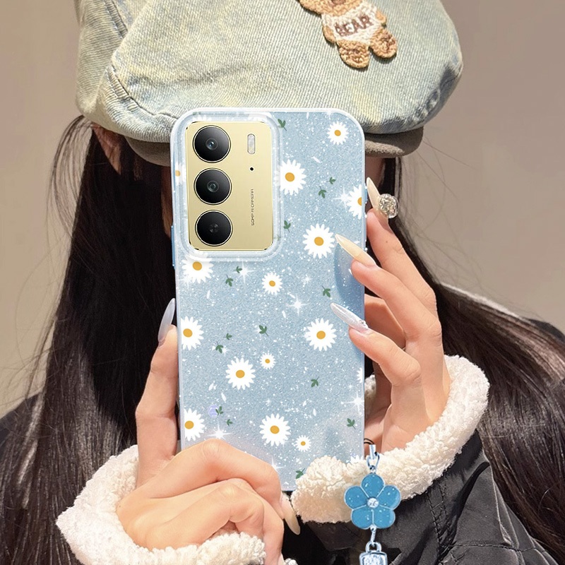 Ốp Điện Thoại YBD Cho OPPO Realme C71 C75X C75 4G Realme 14X 5G (Mã Lai) Kim Cương Lấp Lánh Mịn Hoa Cúc Nhật Bản và Hàn Quốc INS