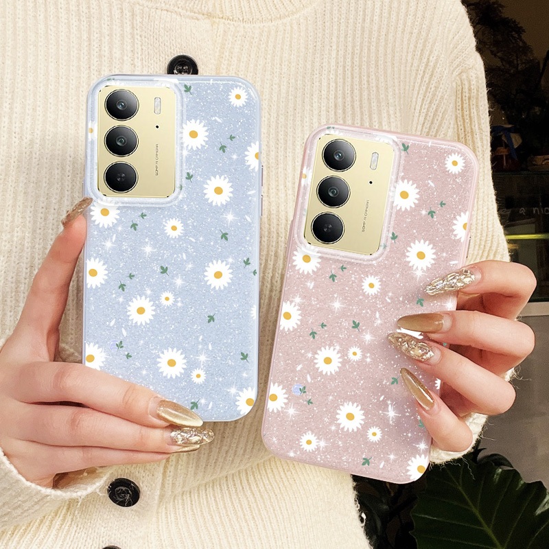 Ốp Điện Thoại YBD Cho OPPO Realme C71 C75X C75 4G Realme 14X 5G (Mã Lai) Kim Cương Lấp Lánh Mịn Hoa Cúc Nhật Bản và Hàn Quốc INS
