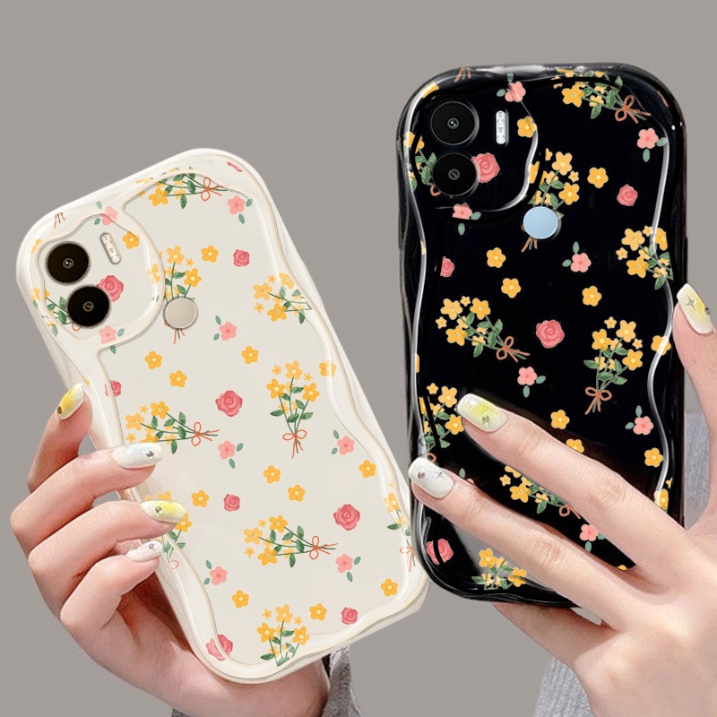 Vỏ YBD INS Style Cho Redmi A1 A2 Plus A1 + A2 + 2022 Xiaomi POCO C50 C51 Full Màn Hình Vỏ Sóng Hoa Đỏ Và Vàng