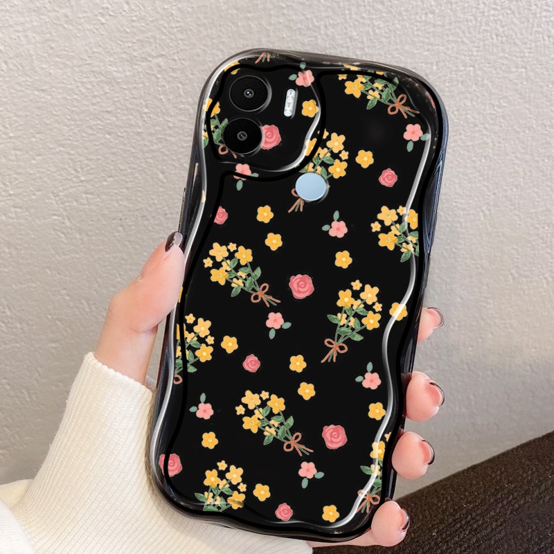 Vỏ YBD INS Style Cho Redmi A1 A2 Plus A1 + A2 + 2022 Xiaomi POCO C50 C51 Full Màn Hình Vỏ Sóng Hoa Đỏ Và Vàng