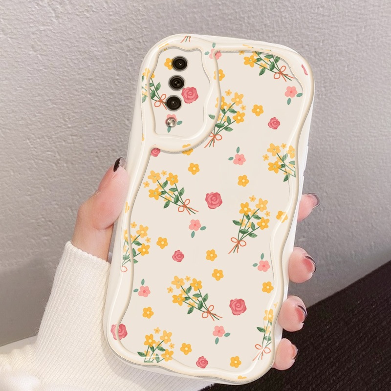 Vỏ YBD INS Style Cho Samsung Galaxy A50S A50 A30S A30 A20S A20 A10S A10 M10 A11 M11 A02S A03S M02S F02S A025 A02 M02 A022 M022 Full Màn Hình Vỏ Sóng Hoa Đỏ Và Vàng