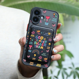 Ốp ví họa tiết cầu vồng vui nhộn cho trẻ em iPhone 11promax 12 13pro 15pro 15promax 14 14promax 14pro 16 pro max 16 plus Ốp điện thoại ví đen